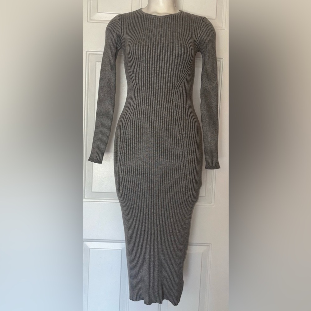 House of Harlow 1960 Gray Ribbed Knit Maxi Dress size XS